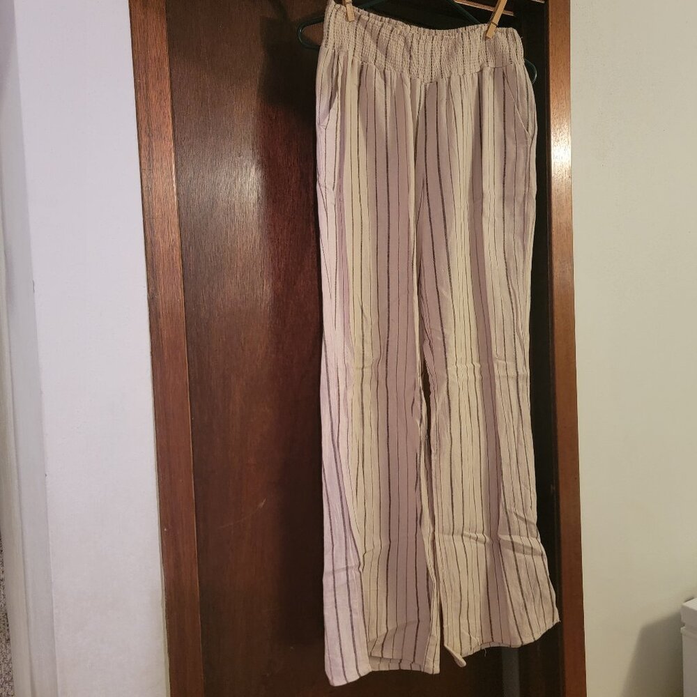 Maurices Linen Wide Leg Pant Small Elastic Waist
